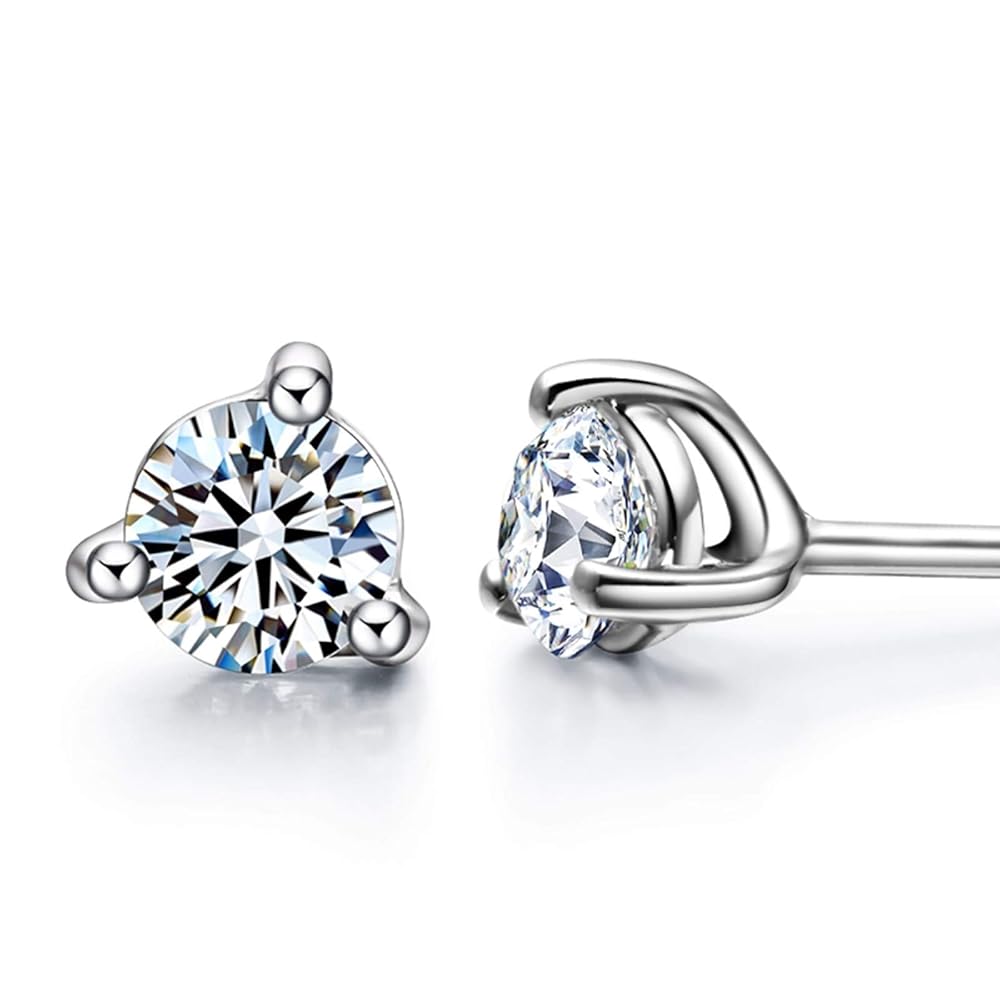 Amazon.com: Daesar 18K White Gold Earrings for Women 0.05ct